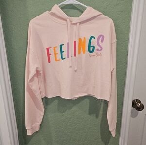 NEW Pura Vida "Feelings" Pink Cropped Hoodie Adult Size Small
